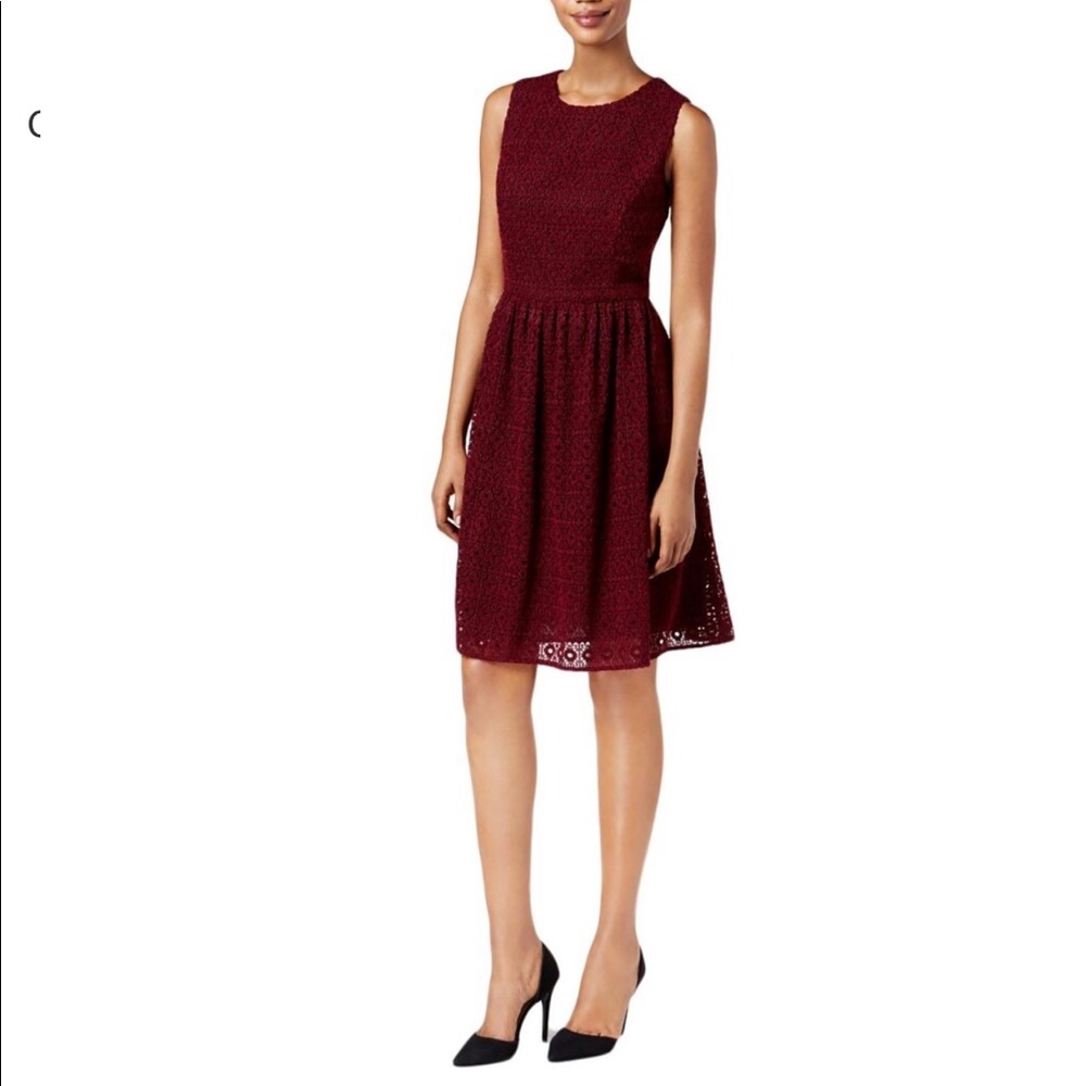 Tommy Hilfiger New Red Crochet Lace Overlay Dress